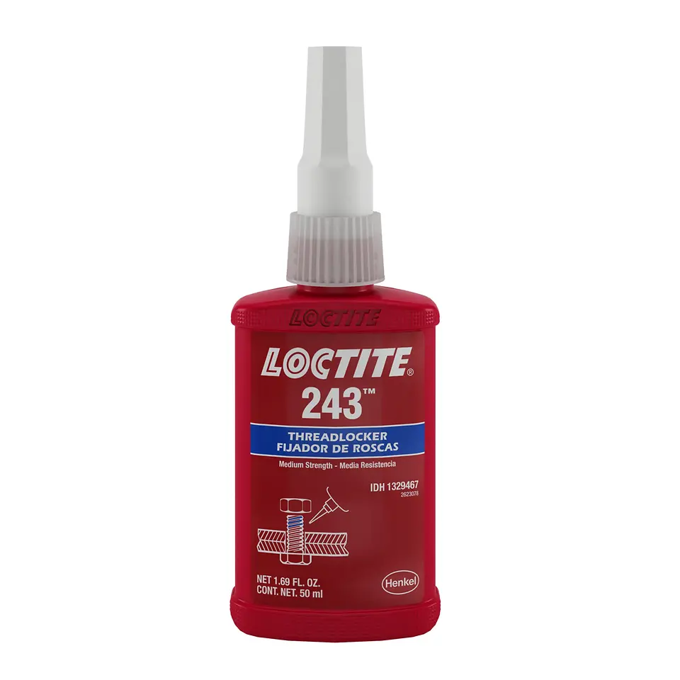 The Loctite Indonesia Official Store offers popular adhesives such as Loctite 243 Blue Threadlocker, a general purpose threadlocker that seals and secures metal nuts and bolts to prevent loosening due to shock and vibration.