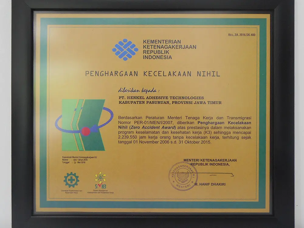 Henkel Indonesia wins national safety award
