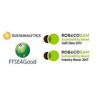 
Leading positions in four international sustainability ratings and indices: Henkel is among the “Global 100 Most Sustainable Corporations” and received the highest score in its industry from Sustainalytics as well as the Gold Class and Industry Mover distinction from RobecoSAM. And Henkel has again been included in the FTSE4Good ethical index.